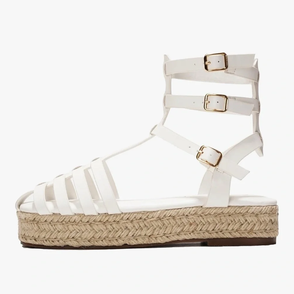 Cape Robbin White Strappy Espadrilles